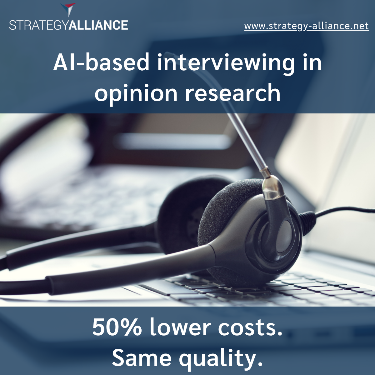 AI-based interviewing in opinion research: 50% lower costs. Same quality.